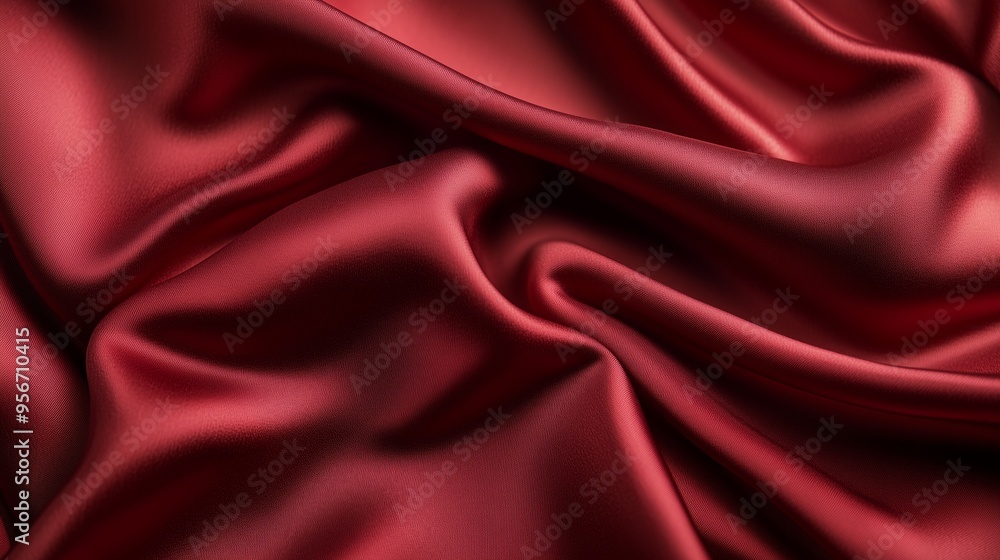A close-up texture of red color silk fabric with a fine weave and a rich, deep color. A close-up texture of red color silk fabric with a fine weave and a rich, deep color.