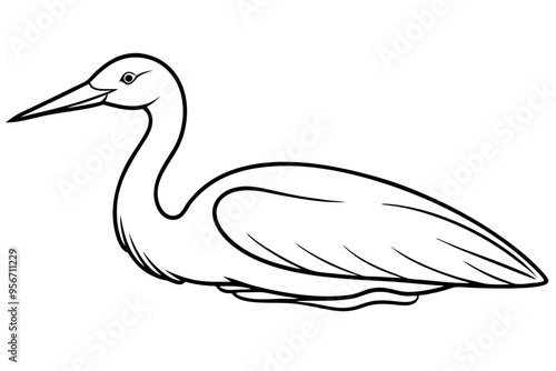  Egret bird lies icon line art vector art illustration photo