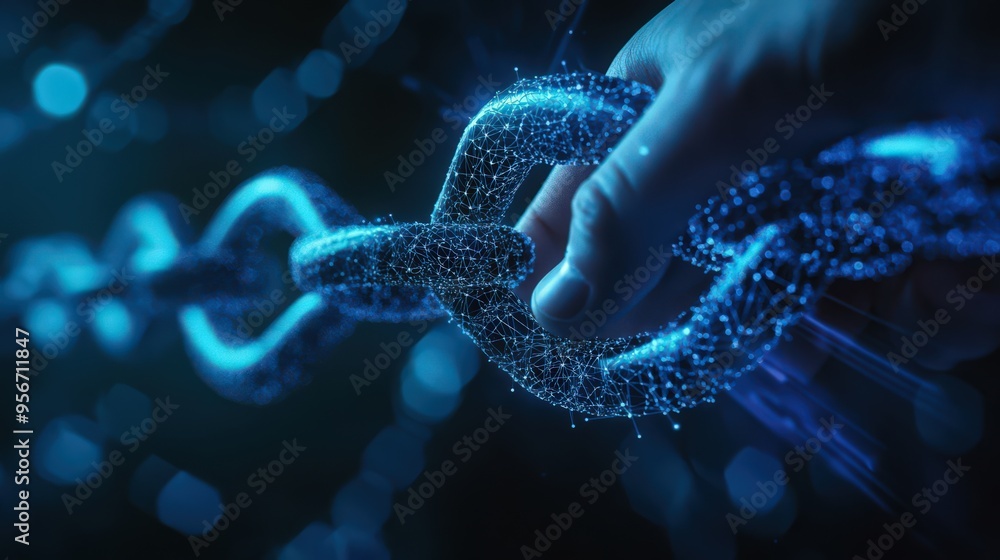 A businessman integrates AI with blockchain technology and data encryption to improve data science outcomes and enhance security protocols. A businessman integrates AI with blockchain technology and data encryption to improve data science outcomes and enhance security protocols.