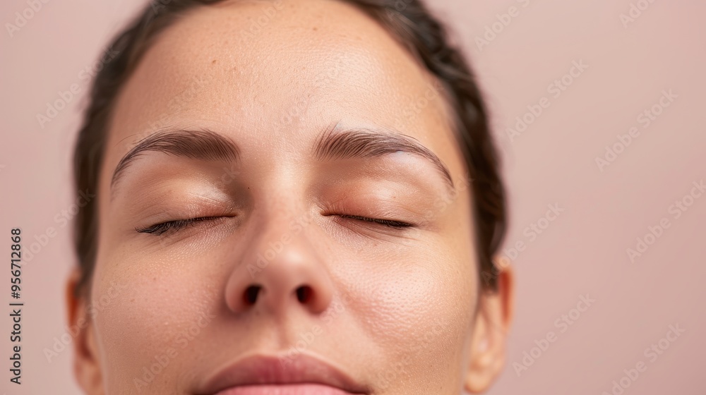 Serene beauty with closed eyes, showcasing tranquility and relaxation. Perfect for wellness, beauty, and spa-related themes. Serene beauty with closed eyes, showcasing tranquility and relaxation. Perfect for wellness, beauty, and spa-related themes.