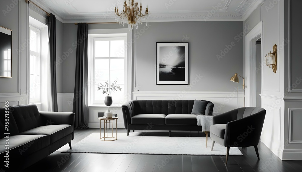 Fototapeta premium Photo interior modern design room 3d illustration