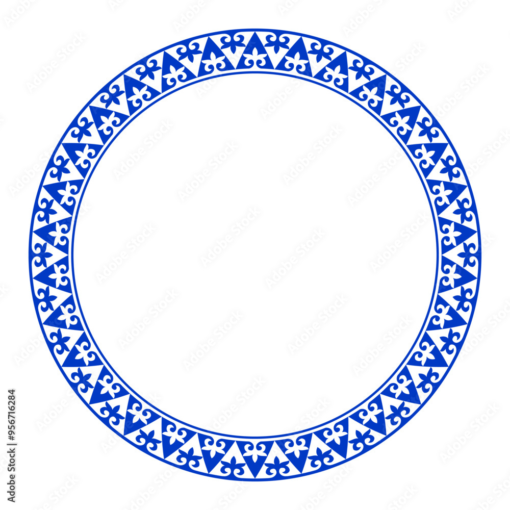 Traditional round ornament of middle Asia for decoration of clothes and yurts. Endless circle, border, frame of Nomadic ornament. Kazakh national ornament. Patterns of the Turkic peoples Traditional round ornament of middle Asia for decoration of clothes and yurts. Endless circle, border, frame of Nomadic ornament. Kazakh national ornament. Patterns of the Turkic peoples