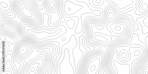 Topographic map background geographic line map with seamless ornament design. The black on white contours vector topography stylized height of the lines map.	