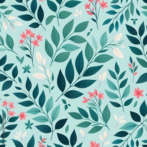 Floral seamless pattern with flowers and leaves Decorative vector pattern abstract background