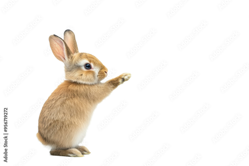 Cute Rabbit Pointing Cute rabbit on left pointing with paw to right. Plain pure white ...