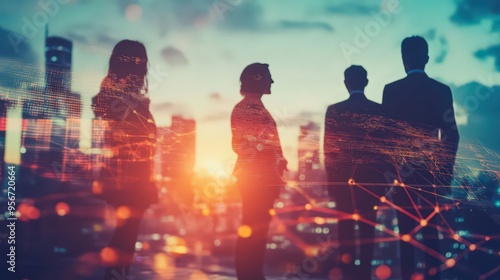 Wallpaper Mural A global business team leverages digital technology for data exchange, Torontodigital.ca