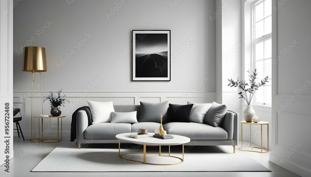 Photo interior modern design room 3d illustration