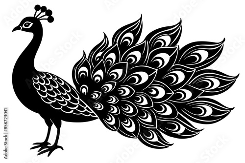 peacock vector silhuette  illustration