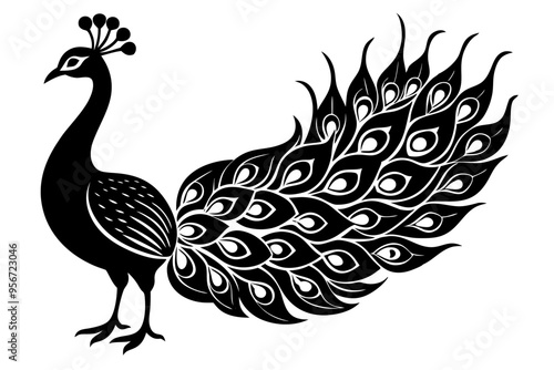 peacock silhuette vector illustration