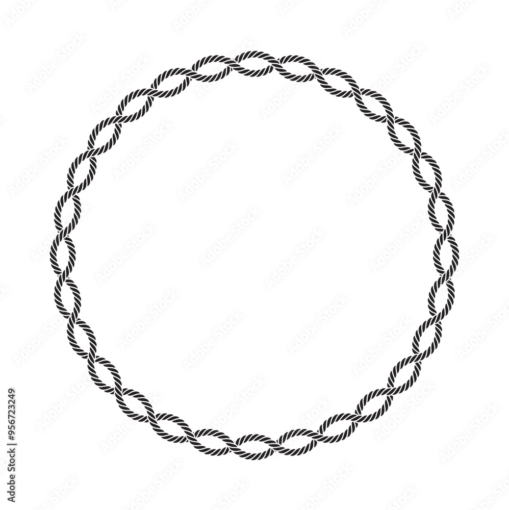 Vector round rope frame with two twisted ropes. Nautical circle frame. Isolated on white background Vector round rope frame with two twisted ropes. Nautical circle frame. Isolated on white background