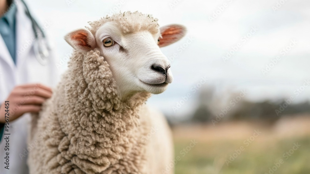Veterinarian Carefully Examining a Sheep s Health on a Picturesque Farm Providing Veterinary Care and Management Services in the Rural Countryside Veterinarian Carefully Examining a Sheep s Health on a Picturesque Farm Providing Veterinary Care and Management Services in the Rural Countryside