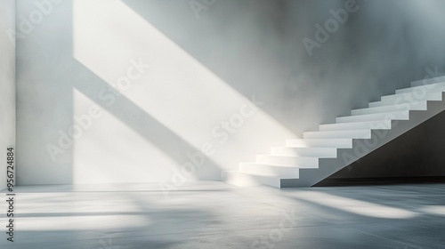 Minimalist Abstract White Background with Soft Shadows and Light Reflections, Ideal for Product Display or Advertising Backdrop in a Studio Setting