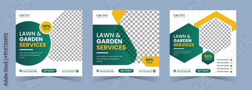Lawn care and gardening services social media Instagram post web banner design