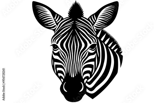 a  zebra  head silhuette vector illustration
