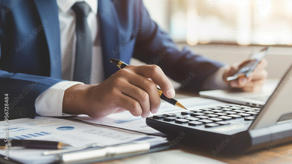 an accountant calculating business expenses in modern office, business financial data audit concept an accountant calculating business expenses in modern office, business financial data audit concept