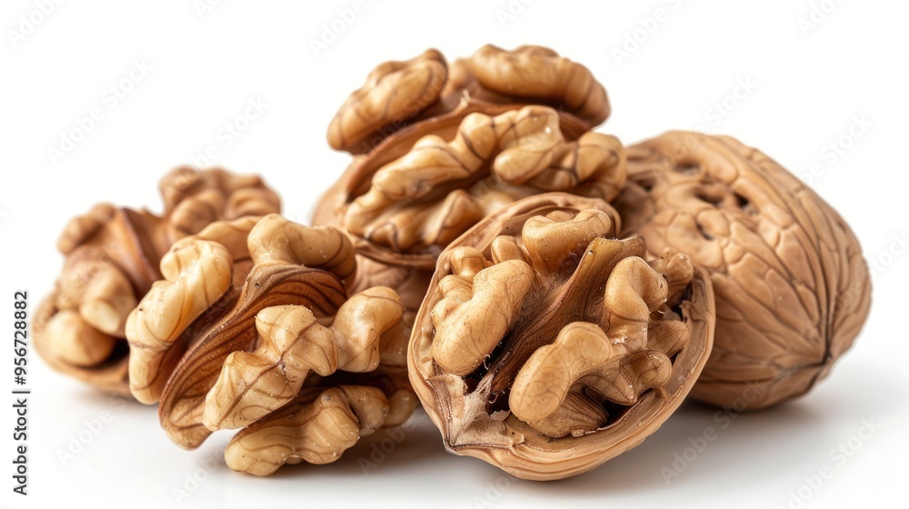 Isolated walnuts on white close up . Isolated walnuts on white close up .