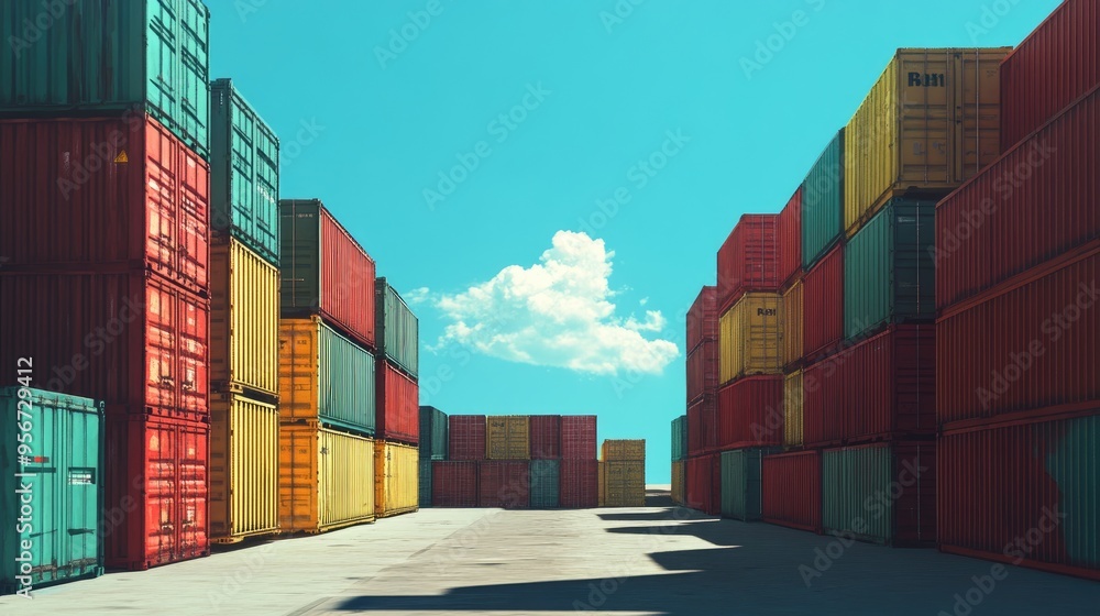 Fototapeta premium Shipping yard, cargo containers