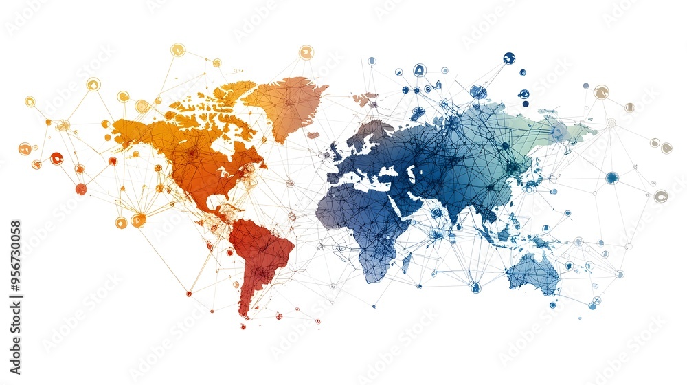 Abstract Global Economic Policy Network with Interconnected Country Nodes Abstract Global Economic Policy Network with Interconnected Country Nodes