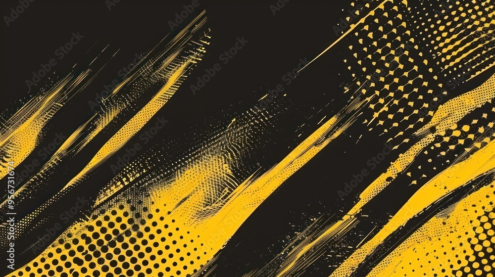 Abstract black and yellow halftone graphic pattern. Concept of modern design and dynamic visuals. Abstract black and yellow halftone graphic pattern. Concept of modern design and dynamic visuals.