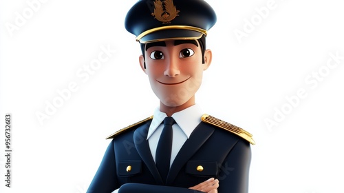 Cartoon Pilot in Uniform. photo