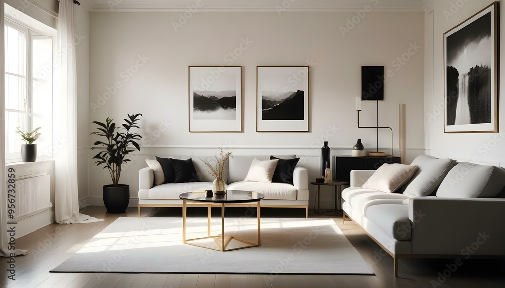 Fototapeta premium Photo interior modern design room 3d illustration