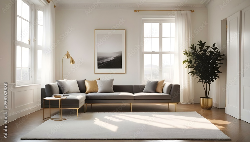 Fototapeta premium Photo interior modern design room 3d illustration