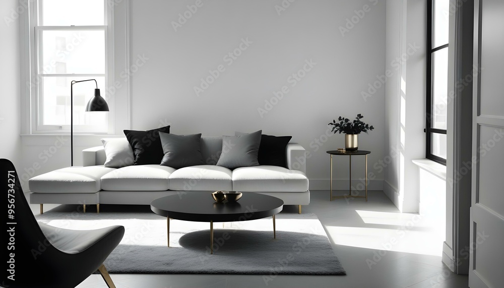 Photo interior modern design room 3d illustration Photo interior modern design room 3d illustration