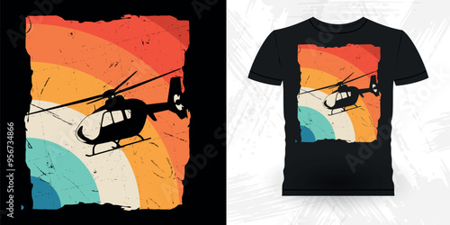 Funny Retro Vintage Pilot Helicopter T-shirt Design