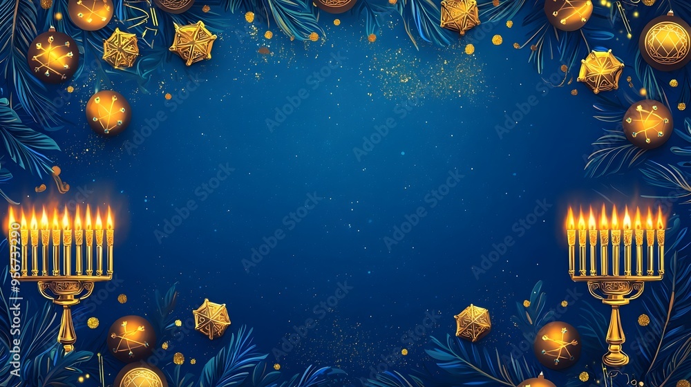 Hanukkah Themed Digital Wallpaper with Menorah Patterns and Dreidels Hanukkah Themed Digital Wallpaper with Menorah Patterns and Dreidels