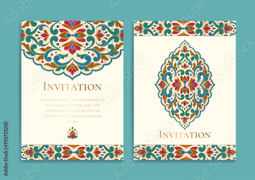 Luxury invitation card design with vector mandala pattern. Vintage ornament template. Can be used for background and wallpaper. Elegant and classic vector elements great for decoration.