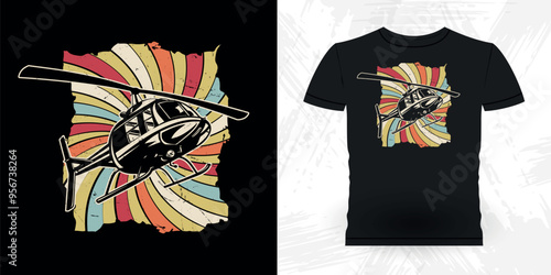 Funny Retro Vintage Pilot Helicopter T-shirt Design