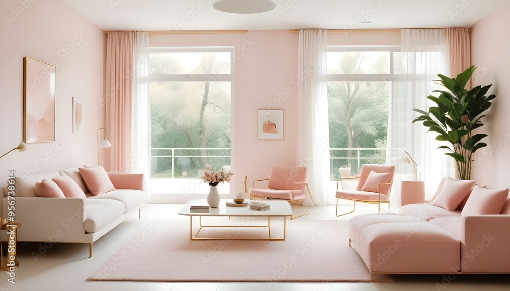 Fototapeta premium Photo interior modern design room 3d illustration