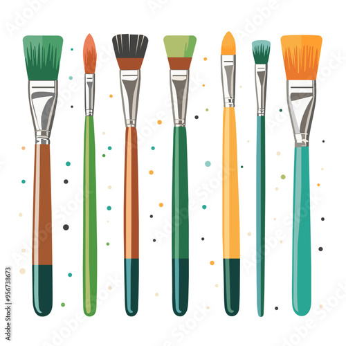 Set of flat vector style drawing brushes for design.