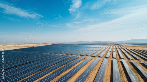 Solar Panels and Wind Turbines Landscape