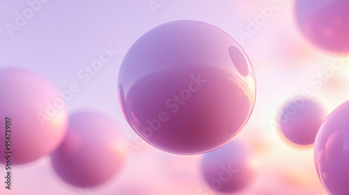 An artistic image of glossy pink spheres floating in soft light, creating an ethereal and dreamy visual appeal.