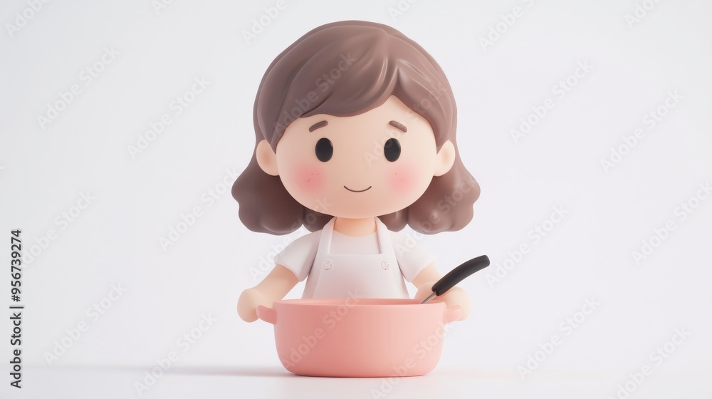 Cute 3D Character Cooking in a Pot. Cute 3D Character Cooking in a Pot.