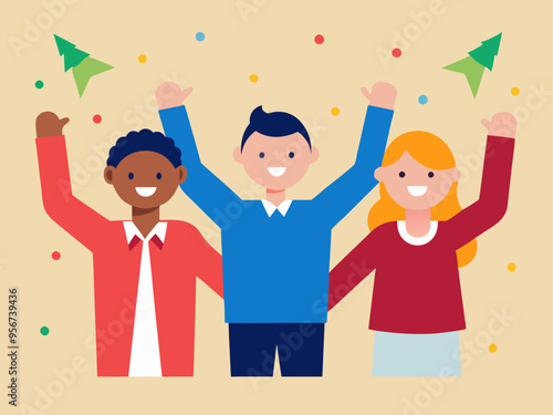 Cartoon vector illustration of happy children playing with a ball in a schoolyard