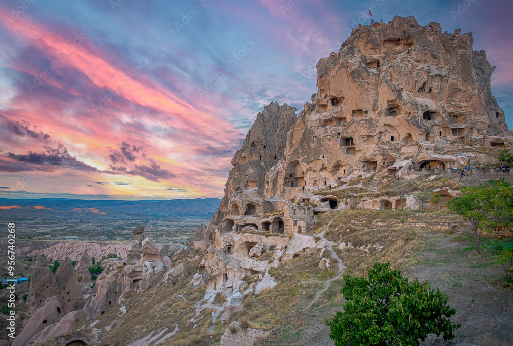Cappadocia Uçhisar Castle is a magnificent view at sunset