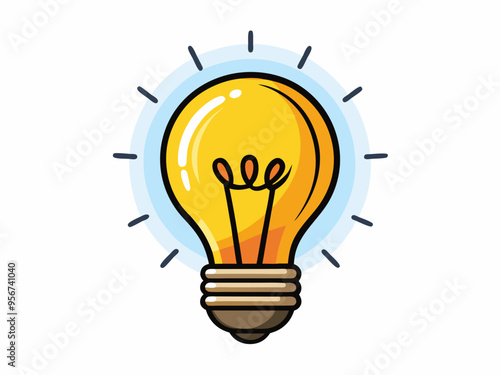 Bright idea icon : Illustration of a glowing yellow light bulb Symbol of creativity, inspiration. For use in presenting marketing materials to present creative ideas and new ideas.	