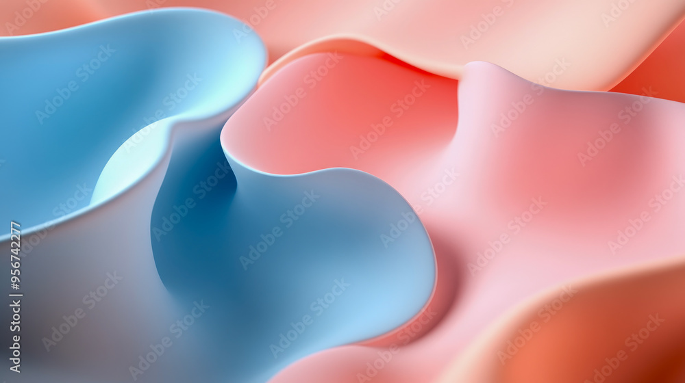 Soft and flowing abstract art with a blend of blue, pink, and peach pastel colors, evoking calm and creativity. Soft and flowing abstract art with a blend of blue, pink, and peach pastel colors, evoking calm and creativity.