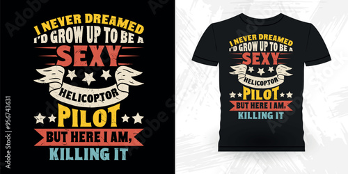 Mom Lover Mother's Day Funny Flying Helicopter Retro Vintage Pilot Helicopter T-shirt Design