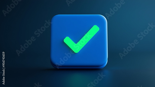 A blue checkmark icon with a green checkmark