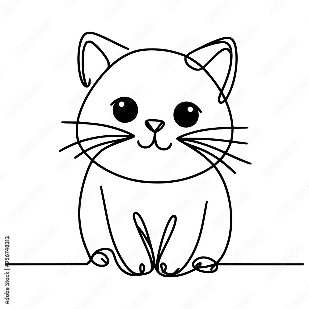 one line drawing cute cat animal vector illustration template design one line drawing cute cat animal vector illustration template design