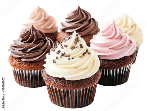 a group of cupcakes with frosting