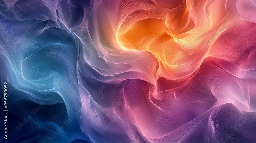 Abstract Swirling Purple, Blue, and Orange Hues with Delicate Lines Abstract Swirling Purple, Blue, and Orange Hues with Delicate Lines