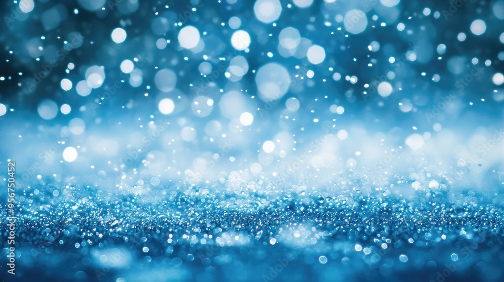 Icy bokeh with snow falling softly, water drops enhancing the sparkling blue background. The perfect winter scene for chilly, seasonal imagery. Icy bokeh with snow falling softly, water drops enhancing the sparkling blue background. The perfect winter scene for chilly, seasonal imagery.