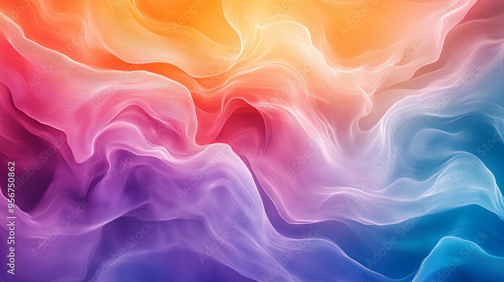 Abstract Colorful Wavy Pattern with Thin White Lines Abstract Colorful Wavy Pattern with Thin White Lines