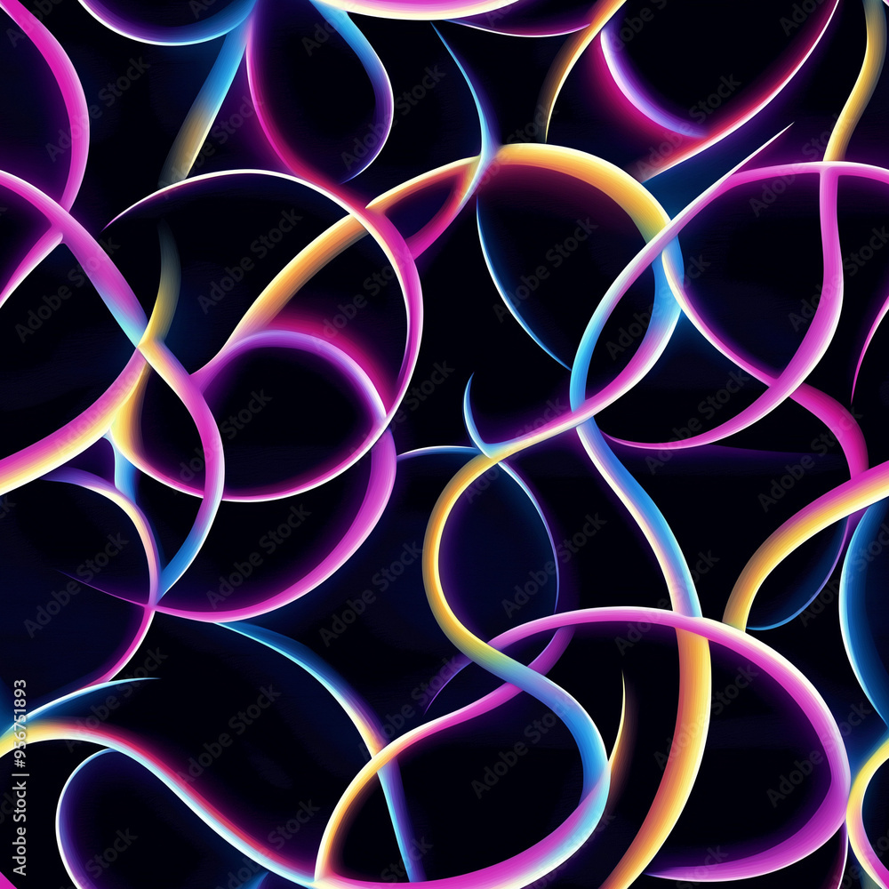 Neon geometric glowing shapes, retro 1980s or 1990s style seamless pattern Neon geometric glowing shapes, retro 1980s or 1990s style seamless pattern