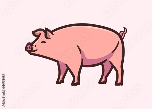 Cute Pig cartoon vector illustration design for animal food farm restaurant company business