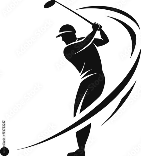 Dynamic Golf Swing Silhouette - Sports Action Illustration